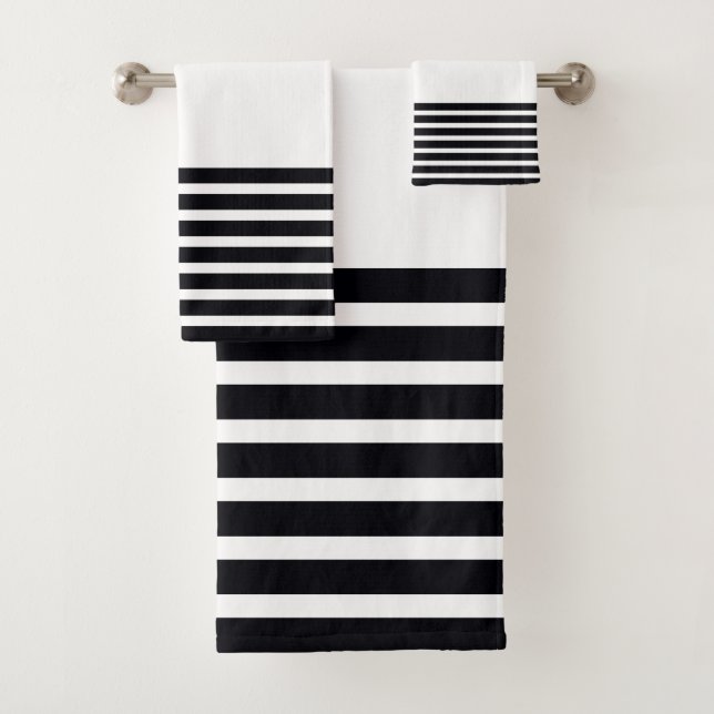 Elegant Black And White Bath Towel Set (Insitu)