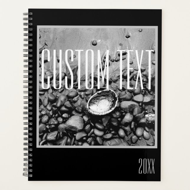 ELEGANT BLACK AND WHITE BEACH PHOTO YEAR PLANNER (Front)