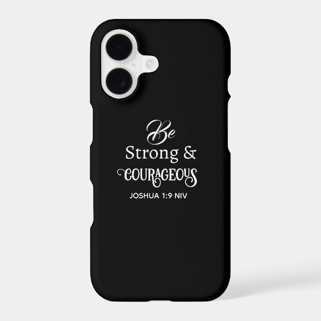 Elegant Black and White Bible Verse Courageous (Back)