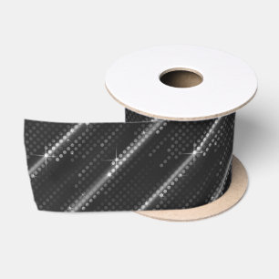 Elegant black and white big glitter satin ribbon
