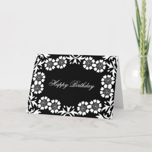 elegant black and white birthday greetings card