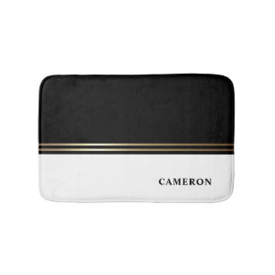 Elegant Black and White Block Foil Personalised Bath Mat