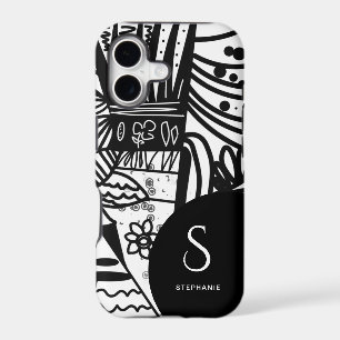 Elegant Black and White Bohemian Botanical