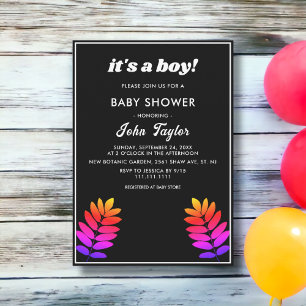 Elegant Black And White Boho Glow Fall Baby Shower Invitation