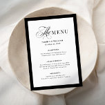 Elegant Black and White Border | Classic Luxe  Menu<br><div class="desc">These elegant,  luxe wedding menu cards feature a dramatic black border and a black and white text design. There is a mix of classic black text and modern calligraphy for a classy and minimalist design perfect for your timeless,  formal wedding dinner.</div>