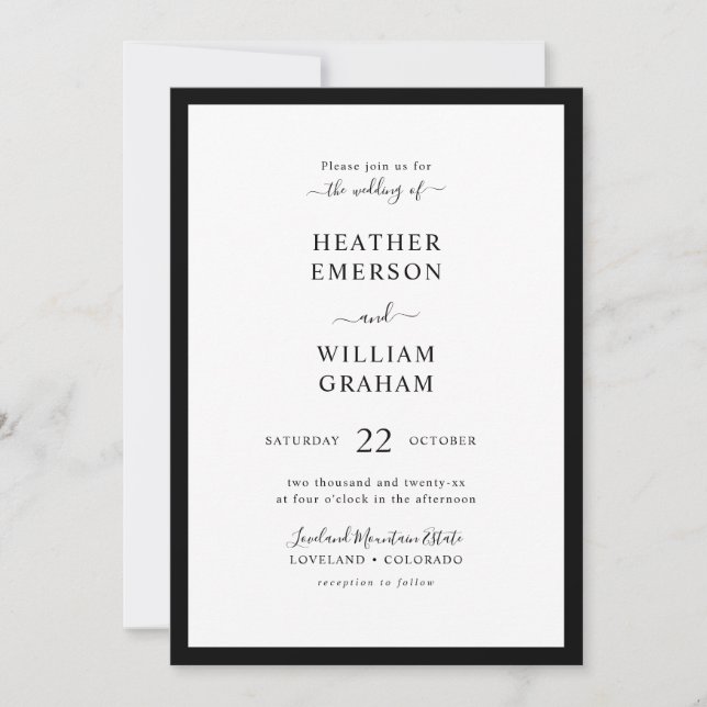 Elegant Black and White Border Invitation (Front)