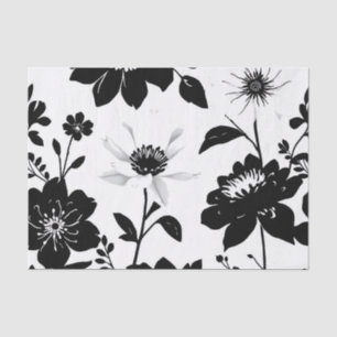 Elegant Black and White Botanical Silhouettes Tissue Paper