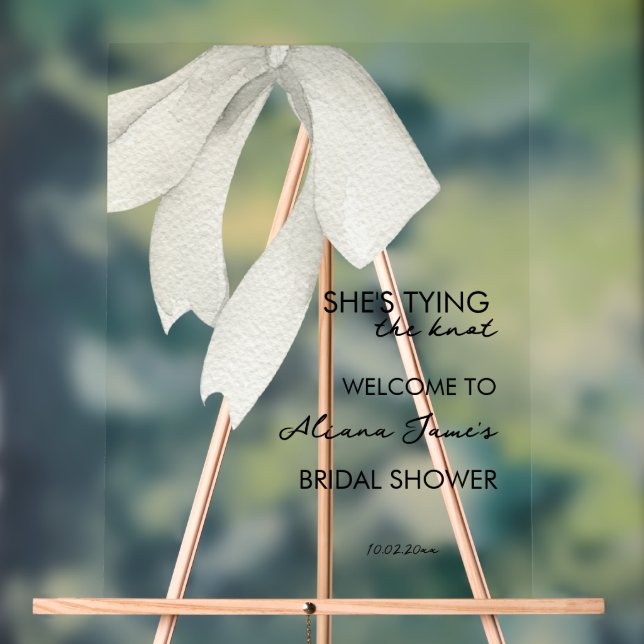 Elegant Black and White Bow Bridal Shower Acrylic Sign (Neutral)