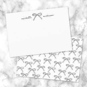 Elegant Black And White Bow Personalised Card
