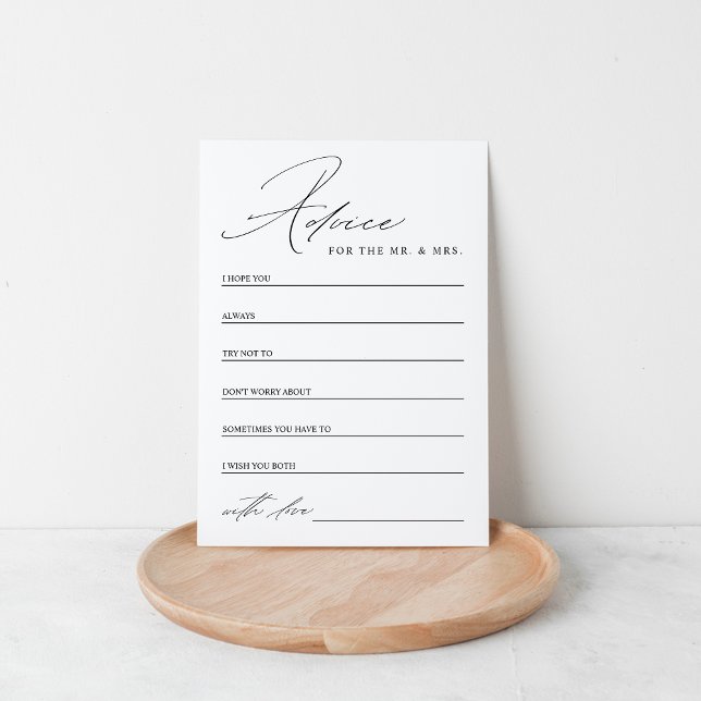 Elegant Black and White Bridal Shower Advice Card (Creator Uploaded)