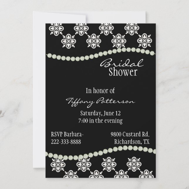Elegant Black and White Bridal Shower Invitation (Front)
