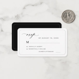 Elegant black and white budget wedding RSVP Card
