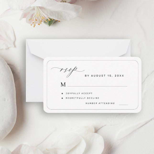 Elegant black and white budget wedding RSVP Card (Creator Uploaded)