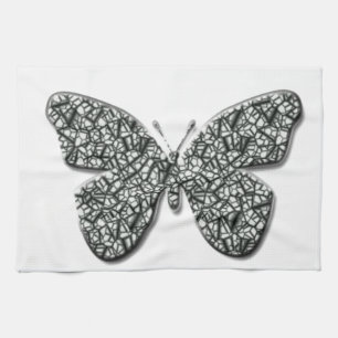 Elegant Black And White Butterfly Tea Towel