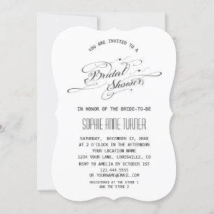 Elegant Black and White Calligraphy Bridal Shower Invitation