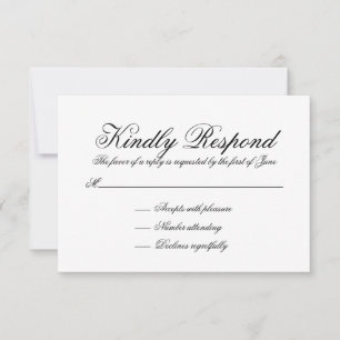 Elegant Black and White Calligraphy Formal Wedding RSVP Card