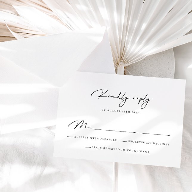 Elegant Black and White Calligraphy RSVP Card (Creator Uploaded)