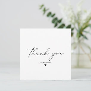 Elegant Black and White Calligraphy Script Heart Thank You Card