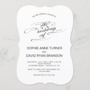 Elegant Black and White Calligraphy  Wedding Invitation