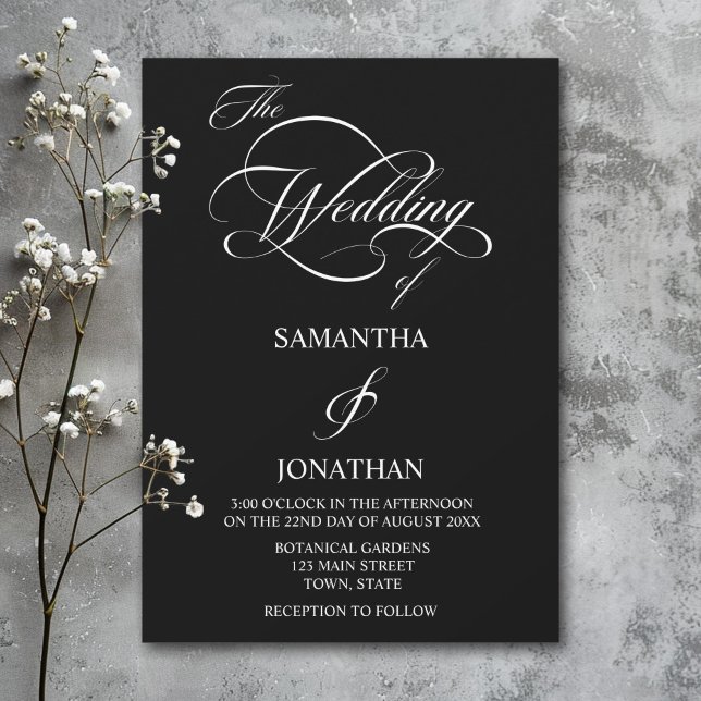 Elegant Black and White Calligraphy Wedding Invitation (Creator Uploaded)