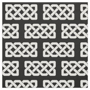 Elegant Black and White Celtic Knot Pattern Fabric