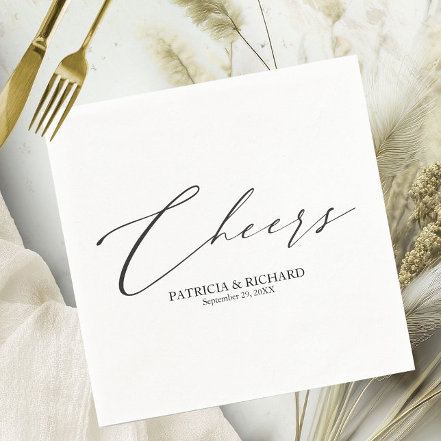 Elegant Black And White Cheers Wedding Napkins (Creator Uploaded)