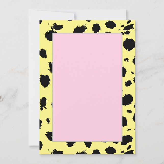 Elegant Black And White Cheetah Pattern Announcement (Front)