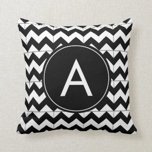 Elegant Black and White Chevron Cushion