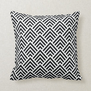 Elegant Black and White Chevron Geometric Pattern Cushion