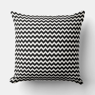 Elegant Black And White Chevron Stripes Cushion