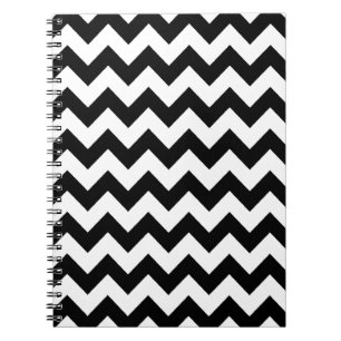 elegant black and white chevron stripes notebook