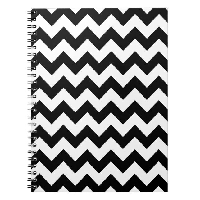 elegant black and white chevron stripes notebook (Front)