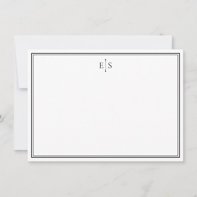 Elegant Black and White Chic Monogram Card (Front)