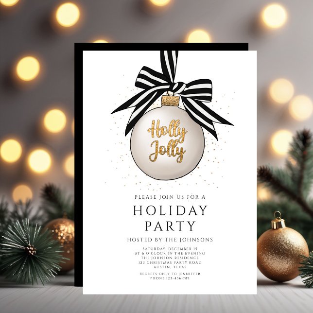 Elegant Black And White Christmas Holiday Party Invitation (Elegant Black And White Christmas Holiday Party Invitation
)
