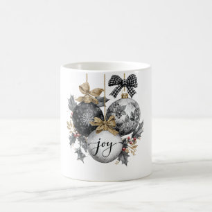 Elegant Black and White Christmas Ornaments Coffee Mug