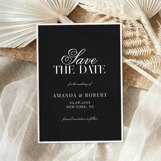 Elegant Black and White Classic Old Money Wedding Save The Date (Creator Uploaded)