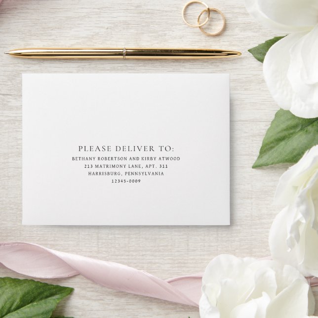 Elegant Black and White Classic RSVP Wedding Envelope (Wedding)