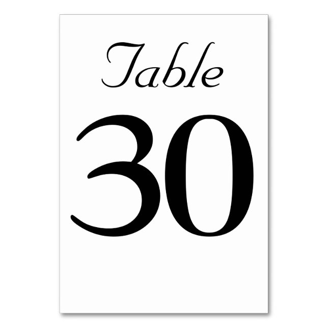 Elegant Black and White Classic Rustic Wedding  Ta Table Number (Front)