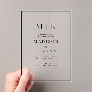 Elegant Black and White Classic Wedding  Acrylic Invitations