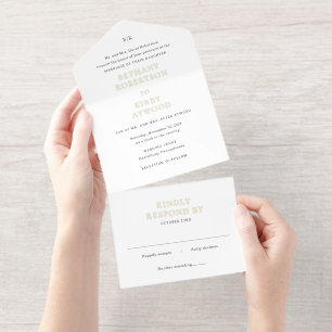 Elegant Black and White Classic Wedding All In One Invitation