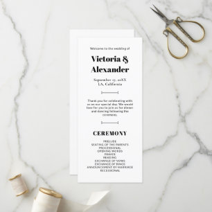 Elegant Black and White Classic Wedding Program