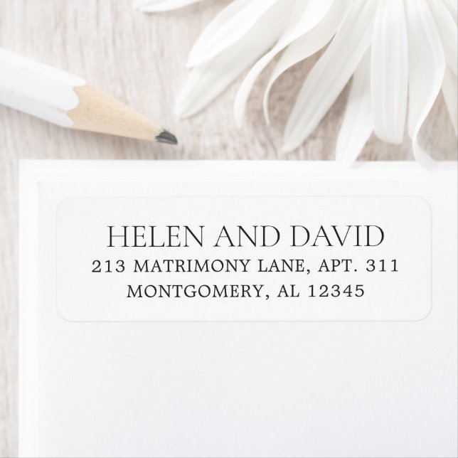Elegant Black and White Classic Wedding Return Address Label (Insitu)