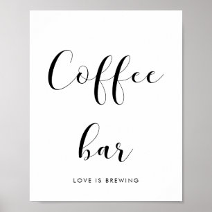 Elegant black and white Coffee bar wedding sign