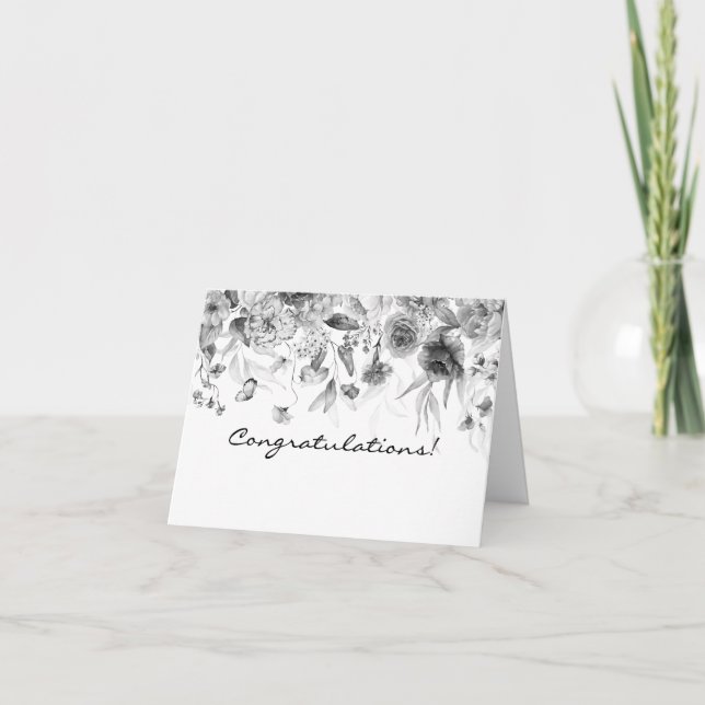 Elegant Black and White Congratulations Card (Front)