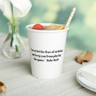 Elegant black and white custom phrase text  paper cups