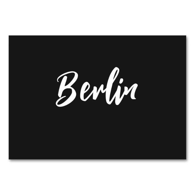 Elegant Black and White Custom Table Name Table Number (Front)