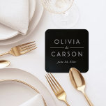 Elegant Black and White Custom Wedding Monogram Square Paper Coaster<br><div class="desc">Modern and chic black and white wedding coasters feature an elegant and minimal black typographic monogram design that can be personalised with the bride and groom names and wedding date.</div>