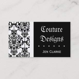 Elegant Black and White Damask Business Card