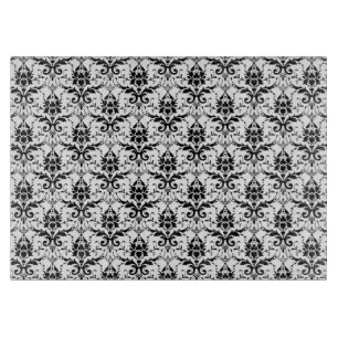 Elegant Black and White Damask Cutting Board