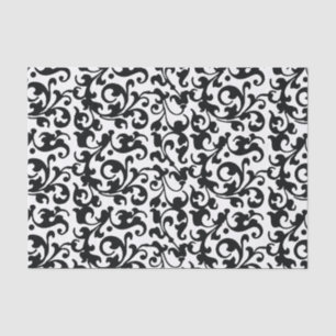 Elegant Black and White Damask Swirls Tissue Paper